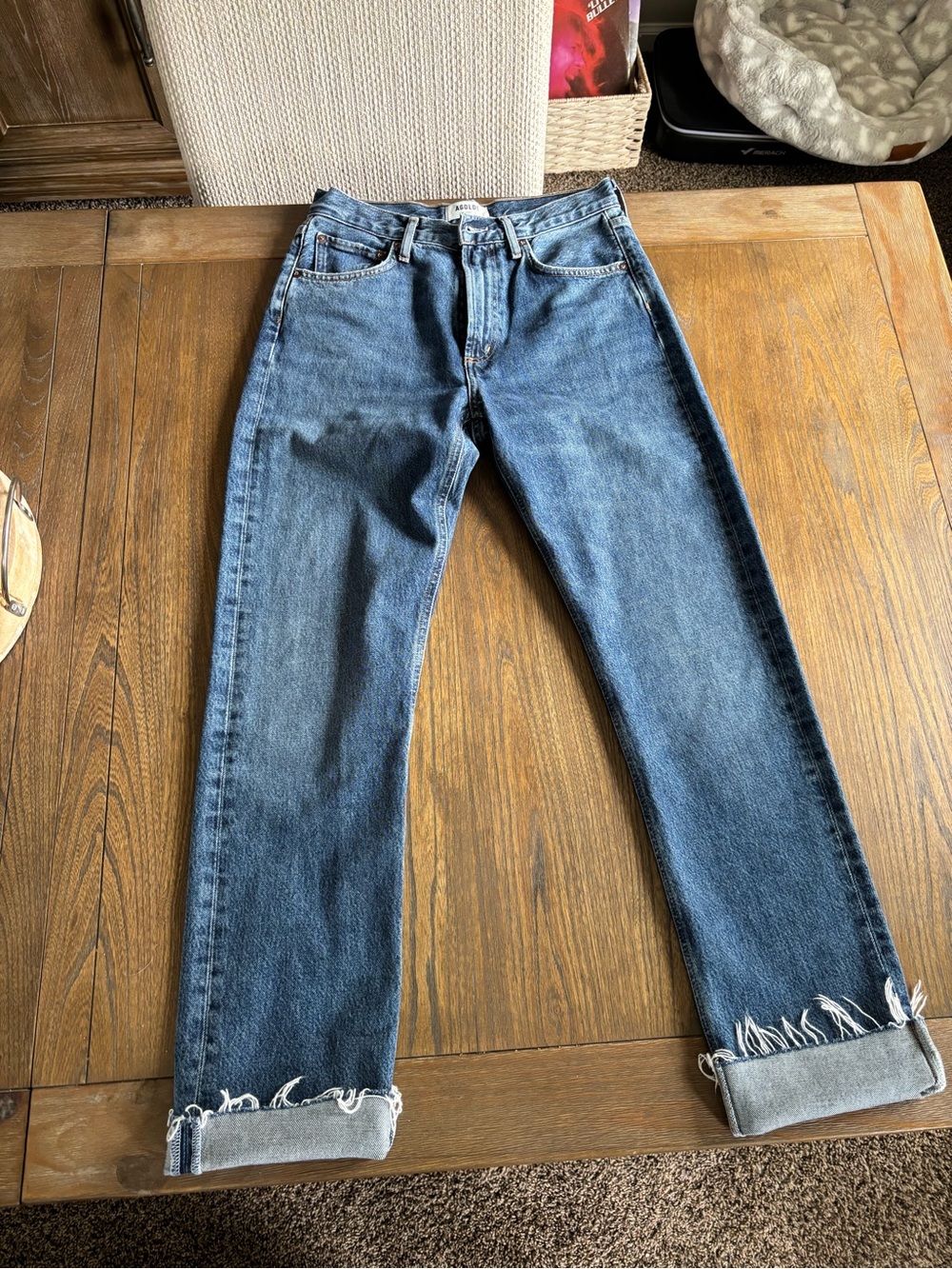 Agolde Cherie Women’s Straight Leg Jeans in Medium Blue